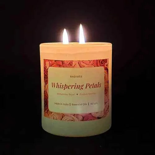 Whispering Petals- Rose & Vanilla scented soy wax candle