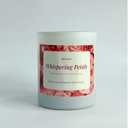Whispering Petals- Rose & Vanilla scented soy wax candle