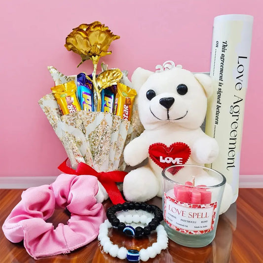 Love Gift Box for Couples - Rose, Candle, Bracelets & More for Valentines day