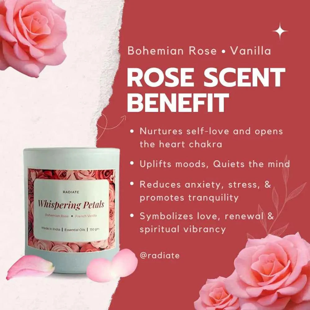 Whispering Petals- Rose & Vanilla scented soy wax candle
